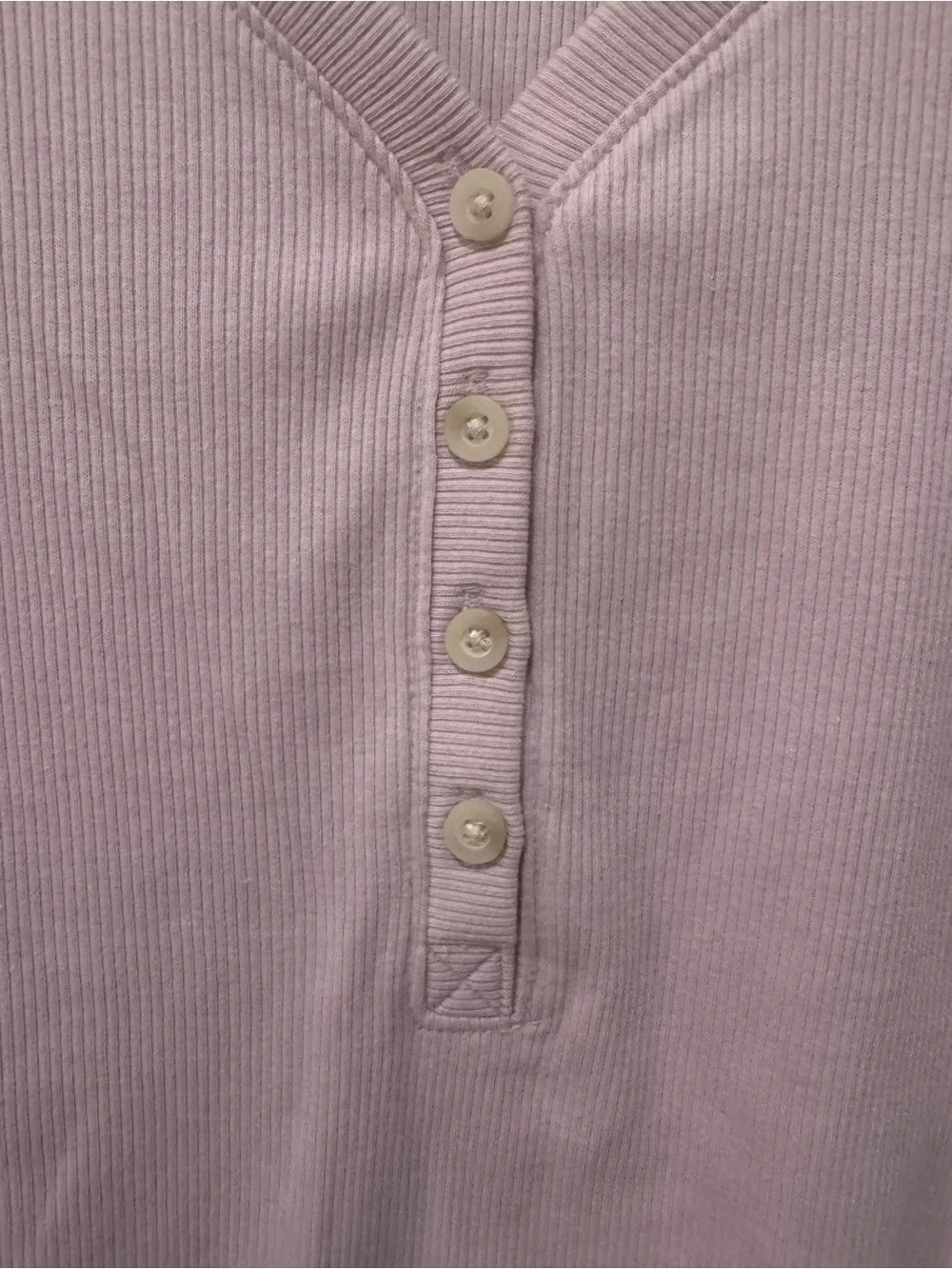SONOMA Soft Lavender Ribbed Henley Long-Sleeve Top Size M - Picture 3 of 5